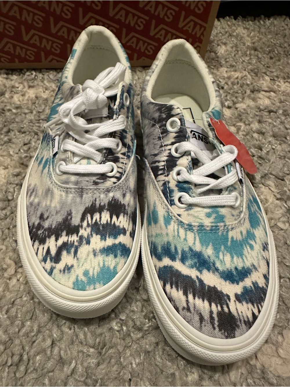 Vans Teal, Gray and White Tie-Dye Canvas Sneakers